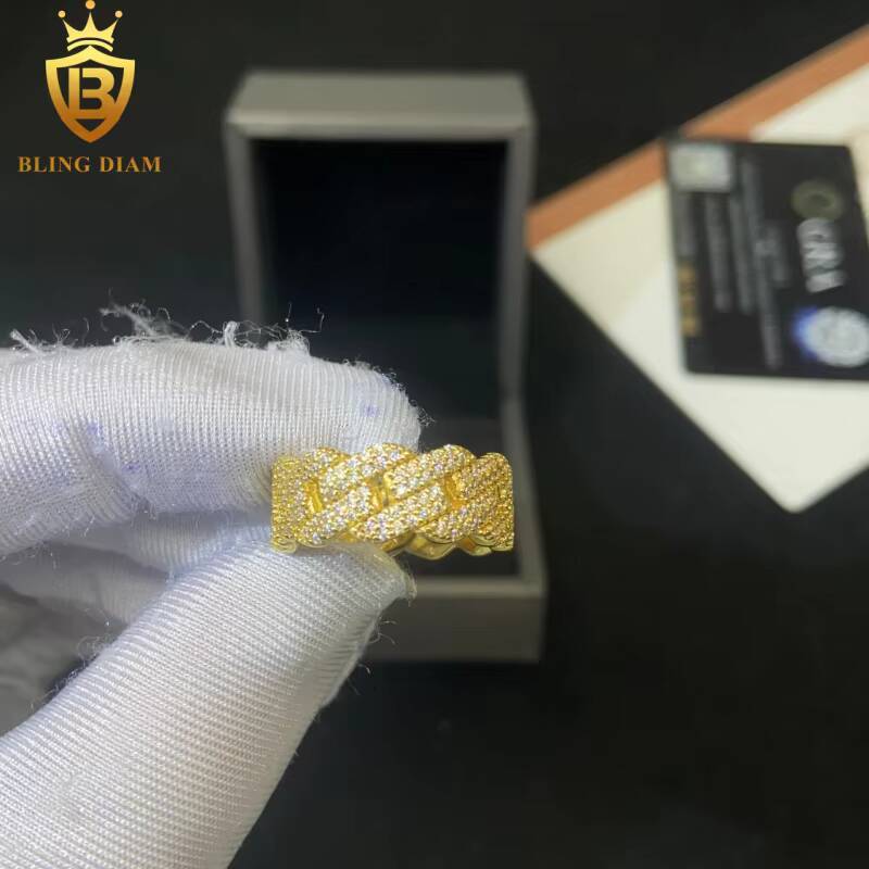 Fashion Weave S925 Moissanite Rings for Men Iced Out Moissanite Hip Hop Jewelry High Quality Diamond Pass Diamond Test with GRA
