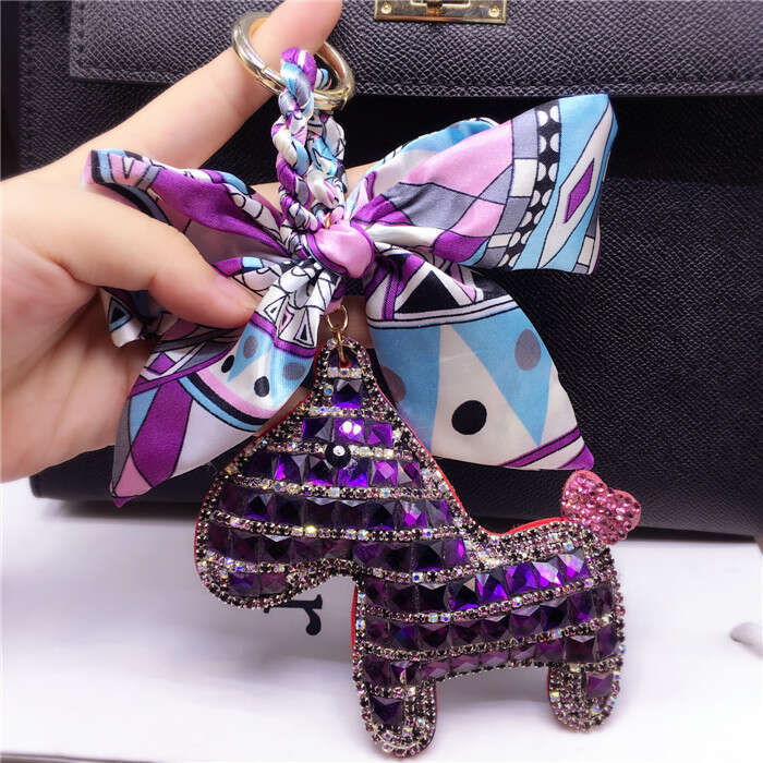 Fashion Rhinestone Pony Pendant Scarf Decoration Women's Bag Keychain Backpack Ornament