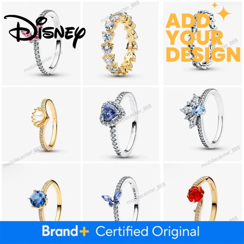 Designer Jewelry Disney Heart shaped for Women Gold Full Diamond Watch Moon Flower Ring luxury Jewelry 925 Silver Pendant