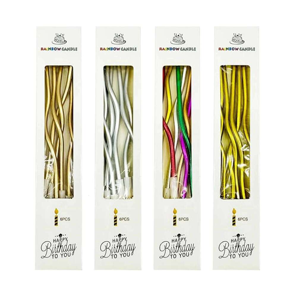Smoke-Free Curved Curly Coil Candles Long For Birthday Cake Wedding Party Supplies S260204