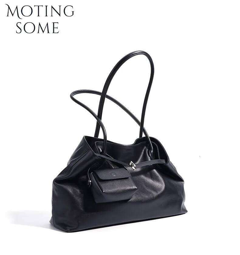 Motingsome Oversized Natural Leather Woman Bags 2025 New Fashion Handbag and Purses Large Capacity Commuter Bag Casual Tote C260204