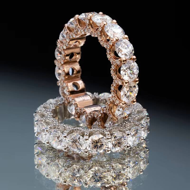 Messi Gems Fine Jewelry MSR-755 Real 18k Gold Engagement Eternity Ring with Lab Grown Diamond