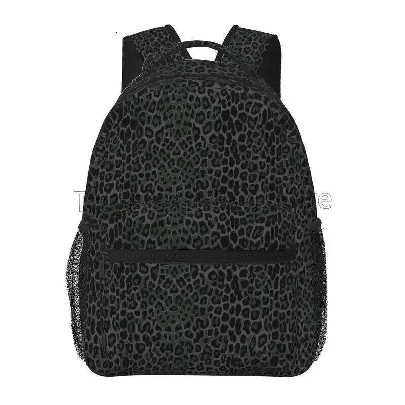 Black Leopard Print Backpacks School Bag Lightweight Student Bookbag Unisex Laptop Daypack for Travel Hiking Camping Z260202