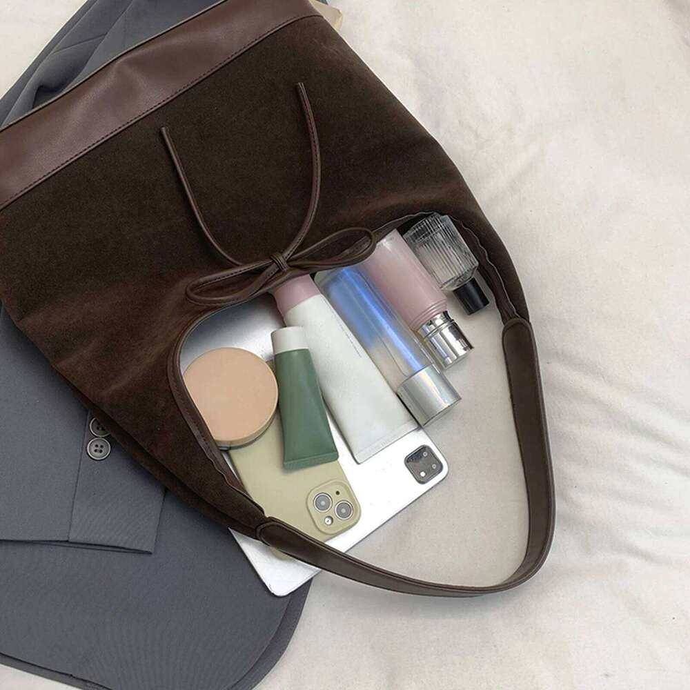 Bow Hobo Solid Colour Handbag Large Slouchy Shoulder Bag Lightweight for Women Work Everyday C260204