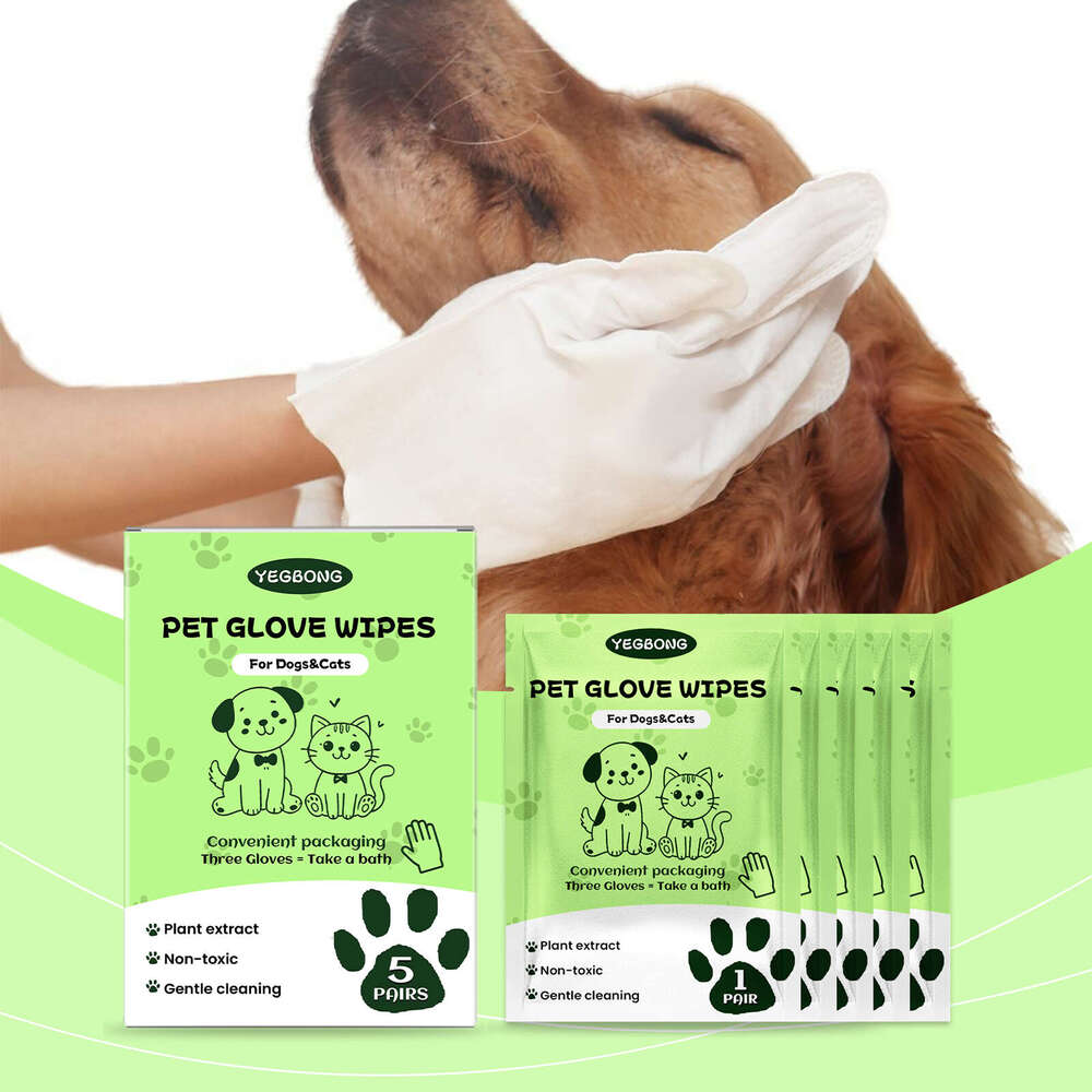 Yegbong Pet No-Wash No-Bath Cat Dog Body Dirt Odor Cleaning Gloves S260203