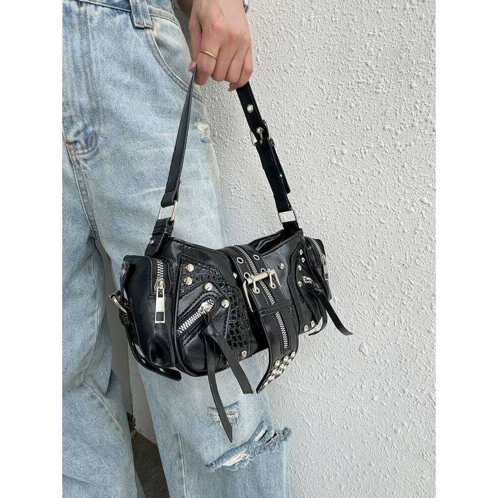 2025 Y2K Motorcycle Armpit Vintage Shoulder Bag for Women Niche Designer Crossbody Purse Hot Girl Aesthetic Handbag C260204