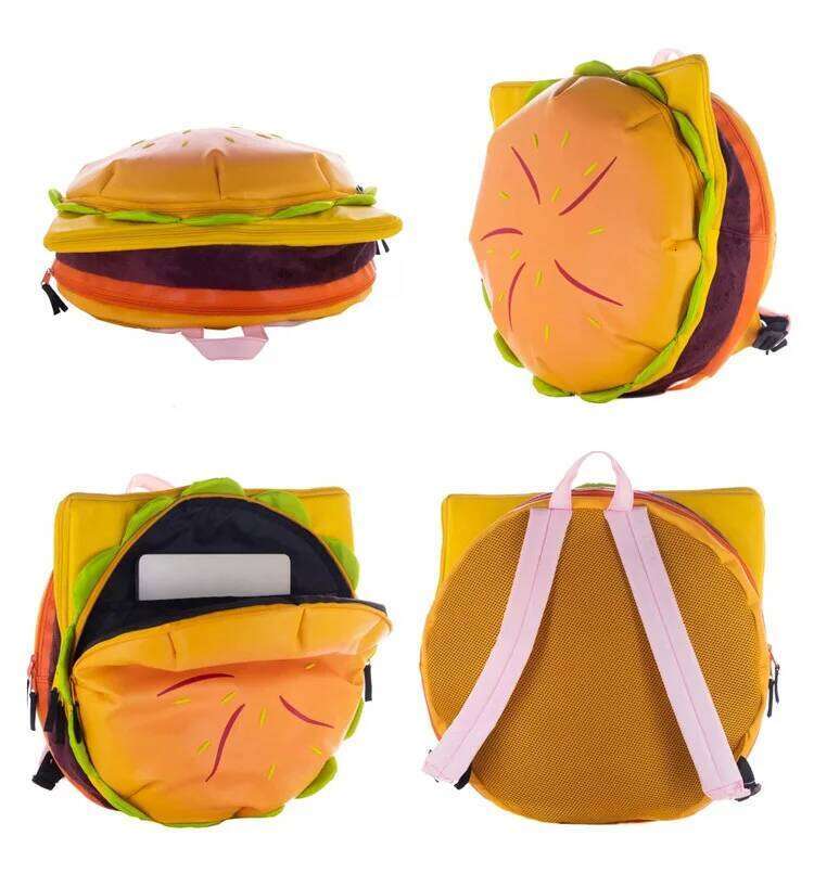PU Cheeseburger Large Capacity Bag Casual Backpack Cute Hamburger Daypack for Sudent Traveling Shopping Vacation Z260202