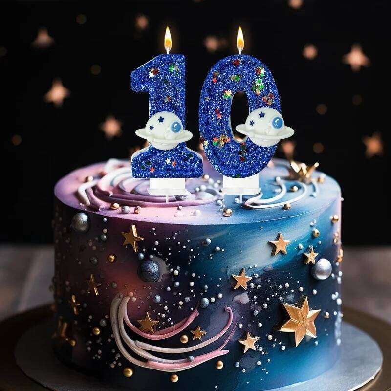 Blue Planet 0-9 free combination digital candles, candles are perfect for high-end baking cake decoration at birthday p S260204