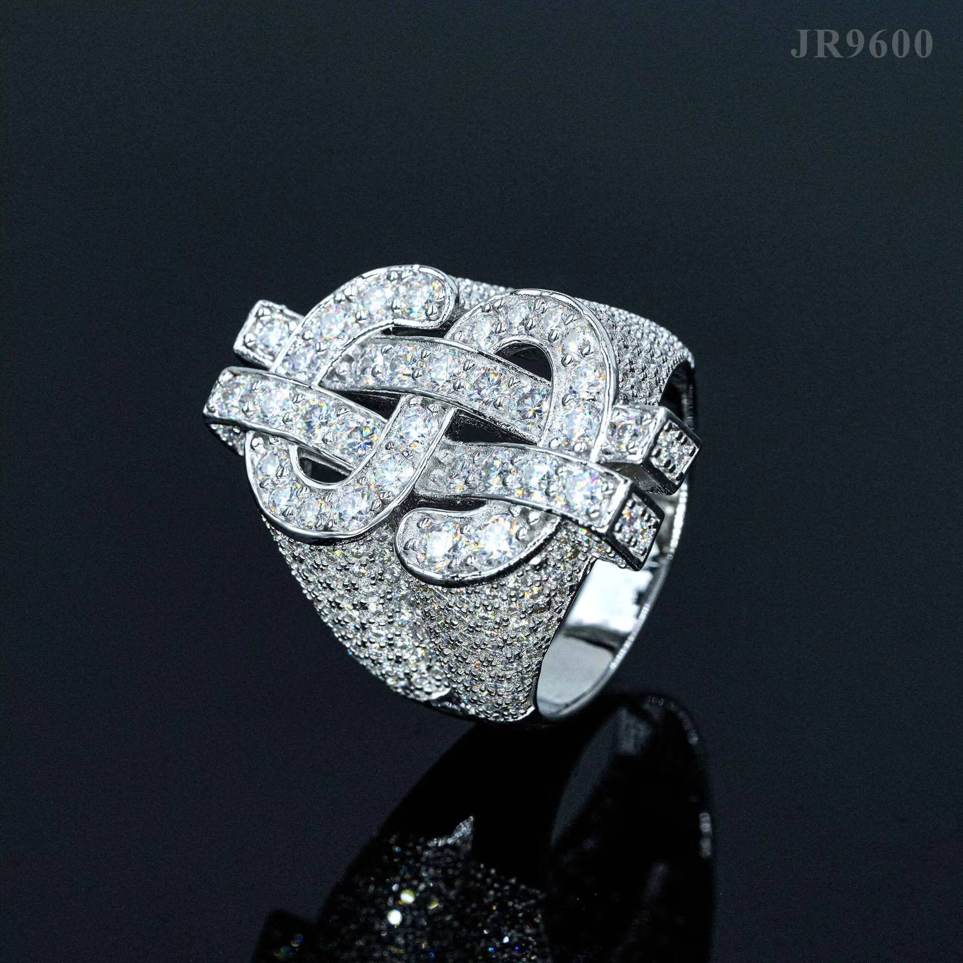 Original 925 Sterling Silver Jewelry US Dollars Hip Hop Moissanite Diamond Ring for Women Men