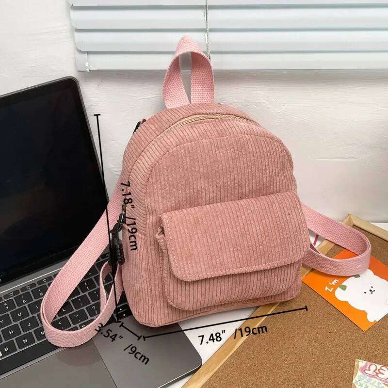 Women Fashion Mini Versatile Corduroy Casual Student Girls Bookbag Retro Travel Backpack Aesthetic Purse Z260204