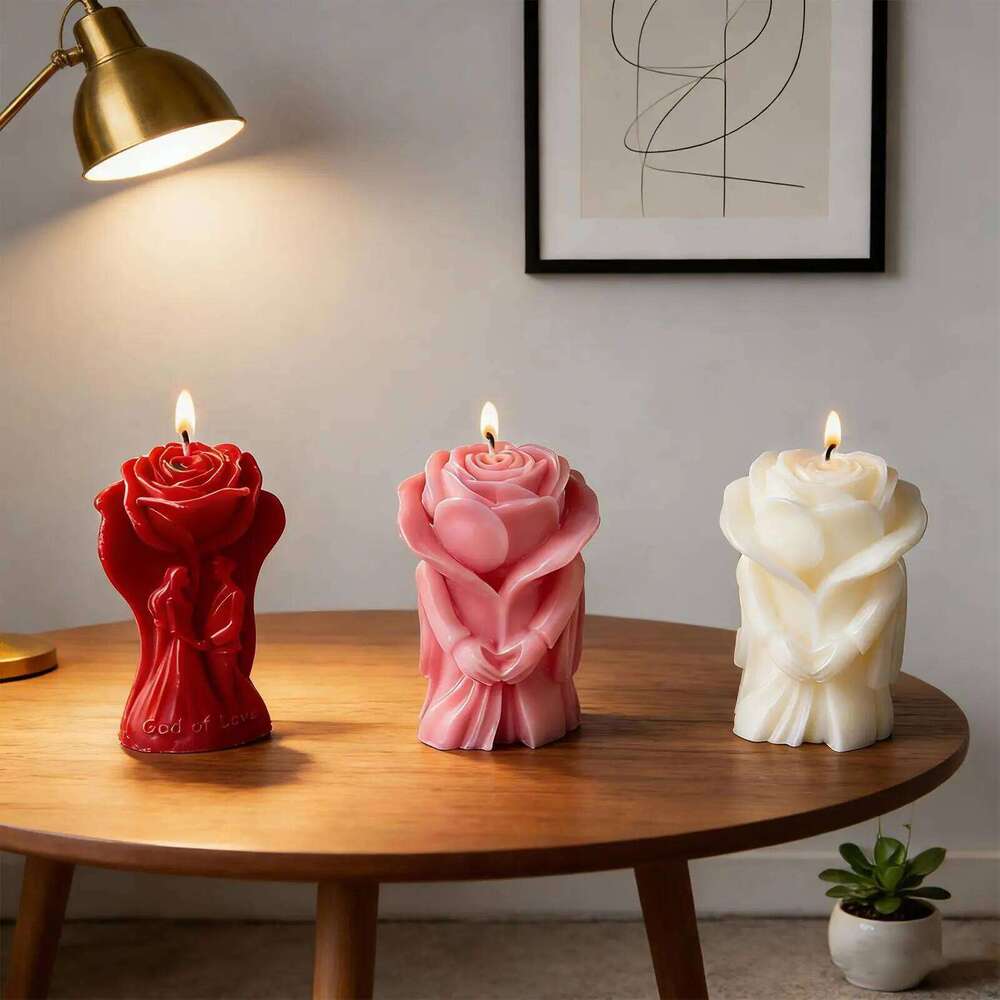 Valentine's Day Candle Long-Lasting Scented Candles Rose Flower Lover Decorations for Home Wedding Decor Holiday Girlfriend S260204