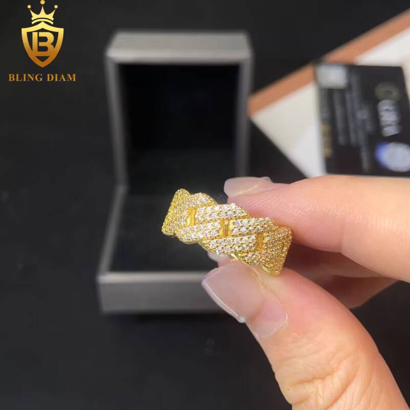 Fashion Weave S925 Moissanite Rings for Men Iced Out Moissanite Hip Hop Jewelry High Quality Diamond Pass Diamond Test with GRA