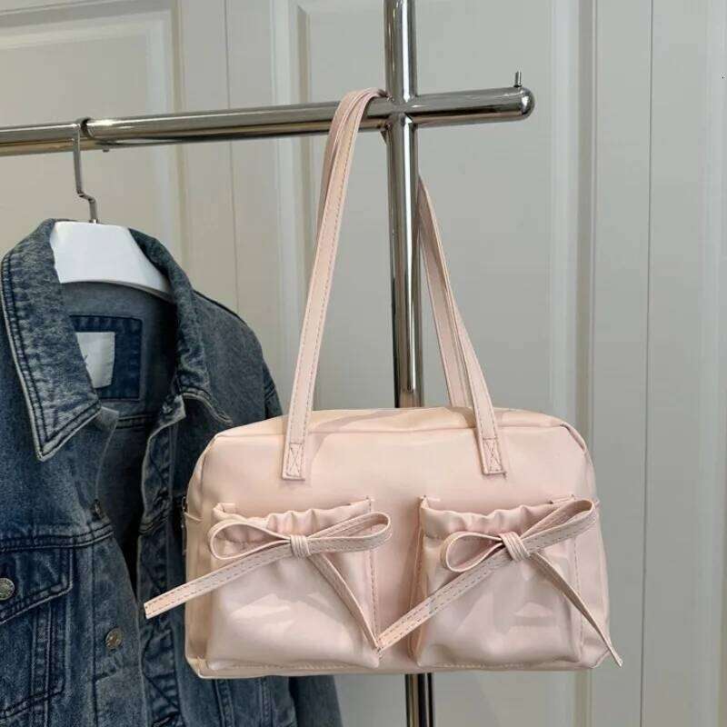 Cute Bow Tie Design Underarm Bags for Women 2025 Y2K Korean Fashion Handbags and Purses Pu Leather Shoulder Designer Bag C260204