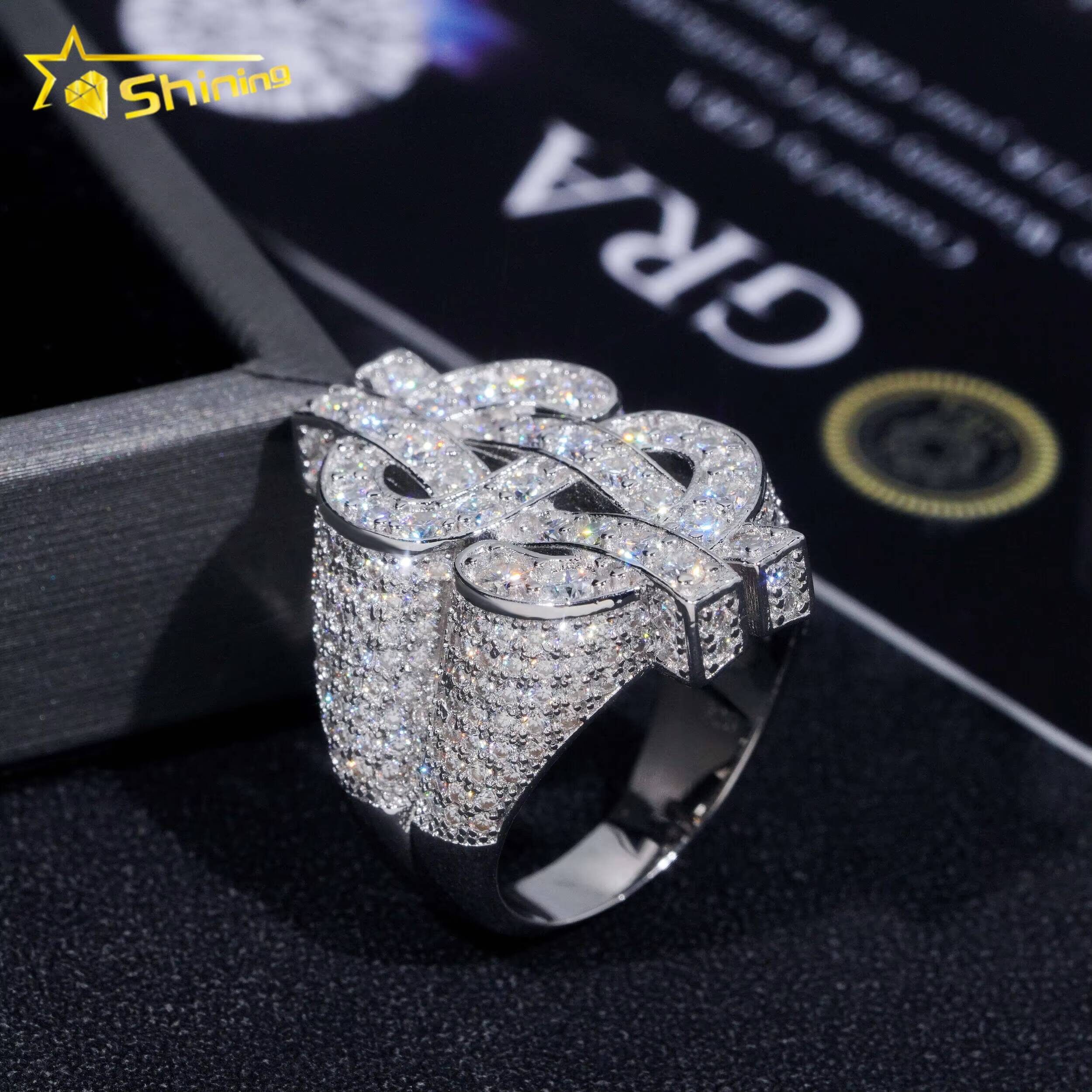 Wholesale Price Pass Diamond Tester Dollar Rings 925 Silver Hip Hop Moissanite Men Ring
