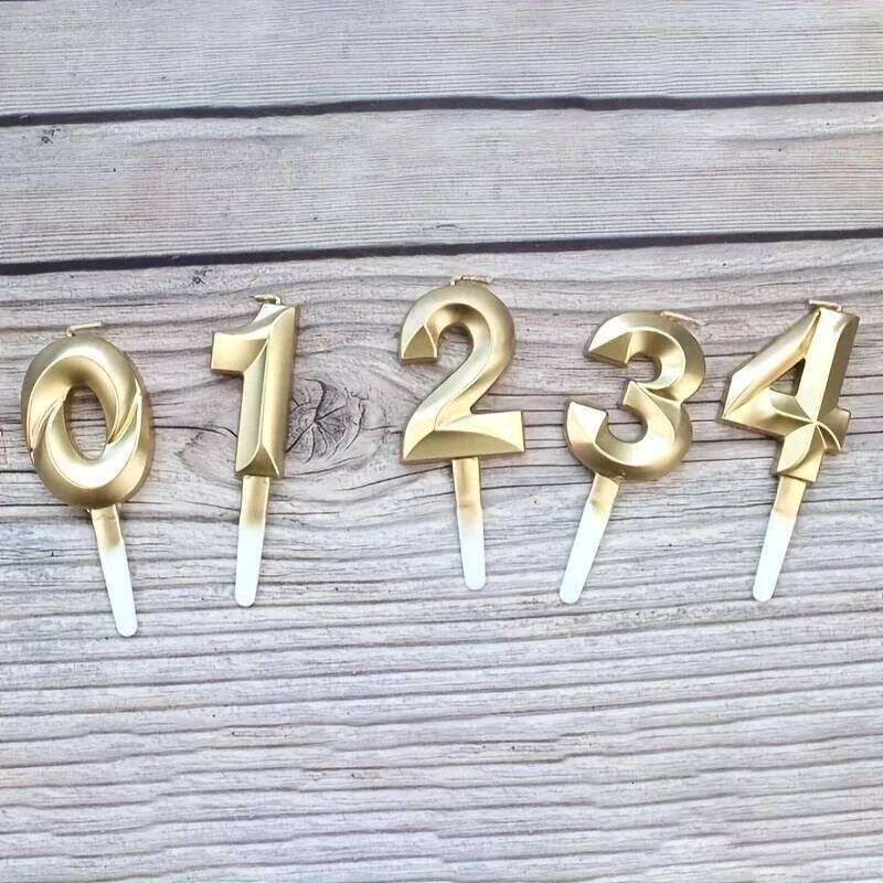 Creative Gold Diamond Number Large 3D Birthday Cake Topper Decoration Party Supplies Anniversary Celebration Age Candle S260204
