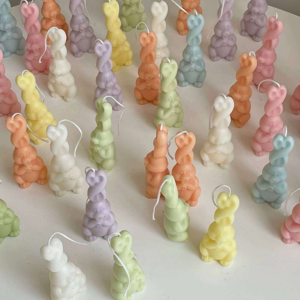 Long Ear Braided Bunny Candle, Ins Aesthetic Home Decor Gift, Cute Soy Wax Figurine for Bestie Girlfriend, Party Favor Souvenir S260204