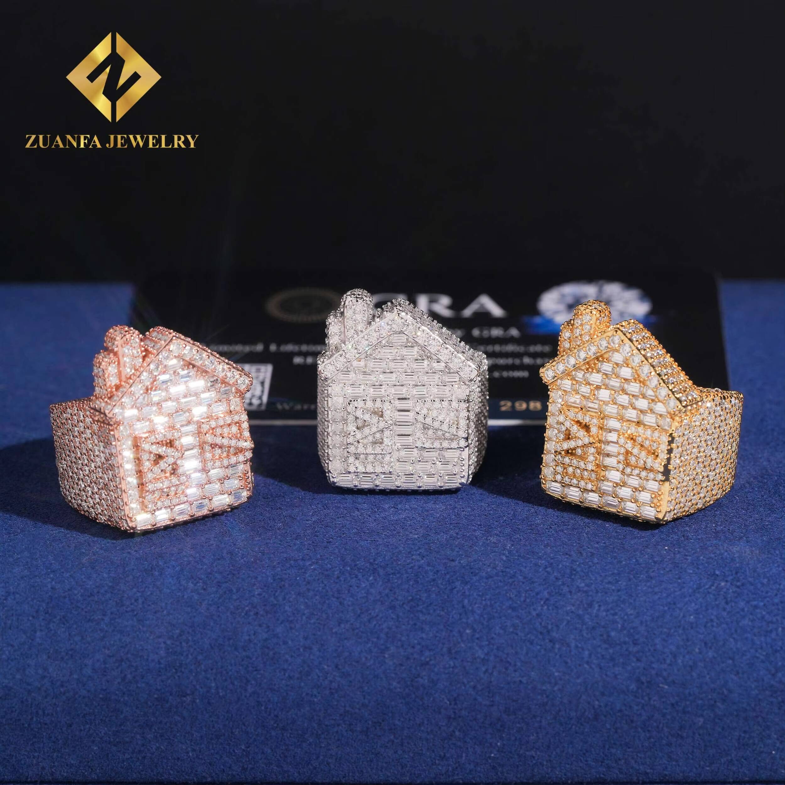 Hot Sale GRA Certified Moissanite House Ring HipHop 925 Sterling Silver Ring High Quality Ring Iced Out Pass Diamond Tester