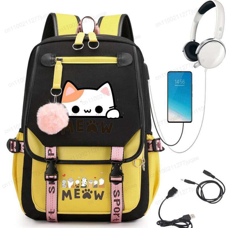 Kawaii Cat Anime Cartoon Bag New Fashion Back To Cute Backpack School Bags for College Student Mochila Z260204