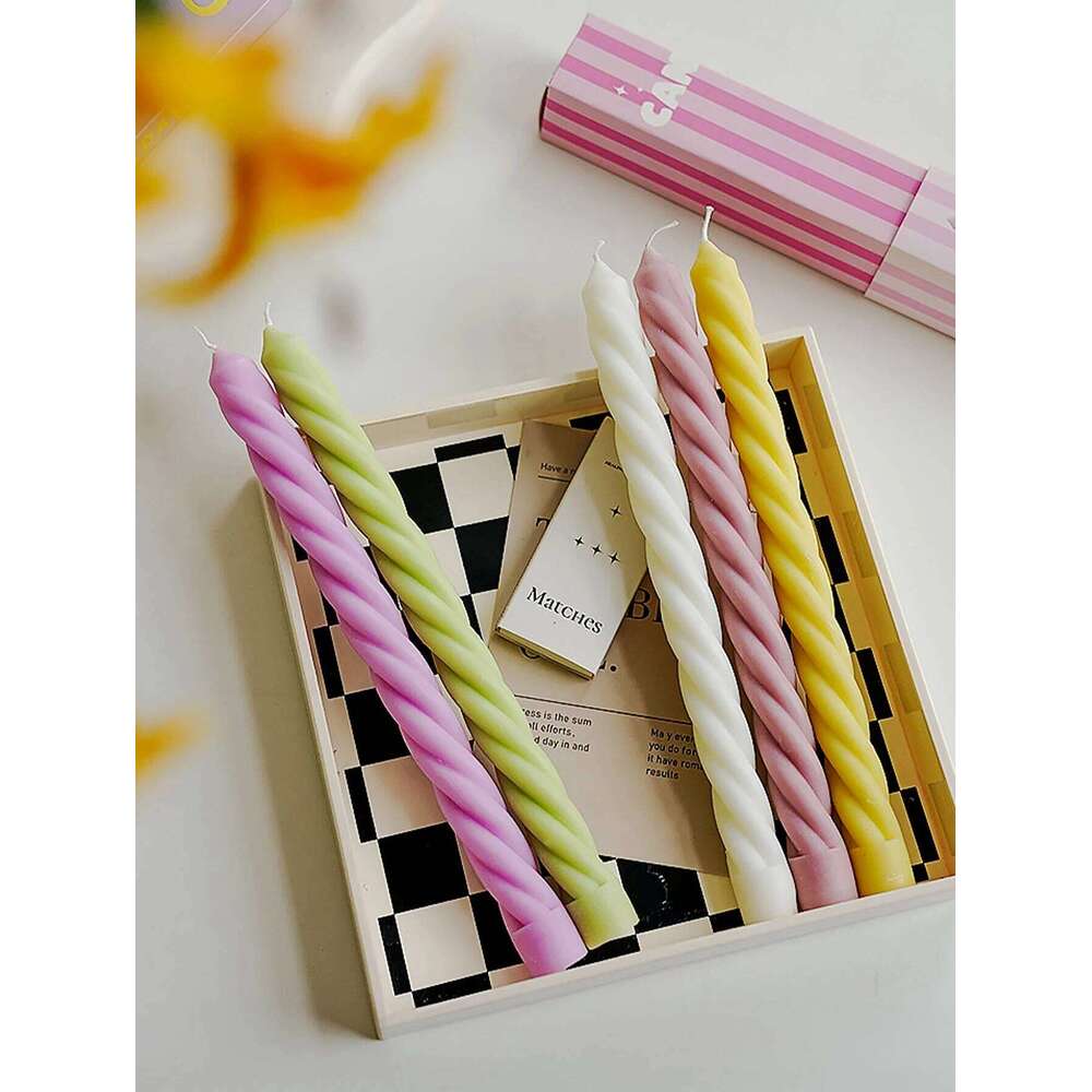 25cm Double Spiral Long Stick Scented Candles, Smokeless Handmade, Valentine's Day Wedding Proposal Anniversary Party Decor S260204