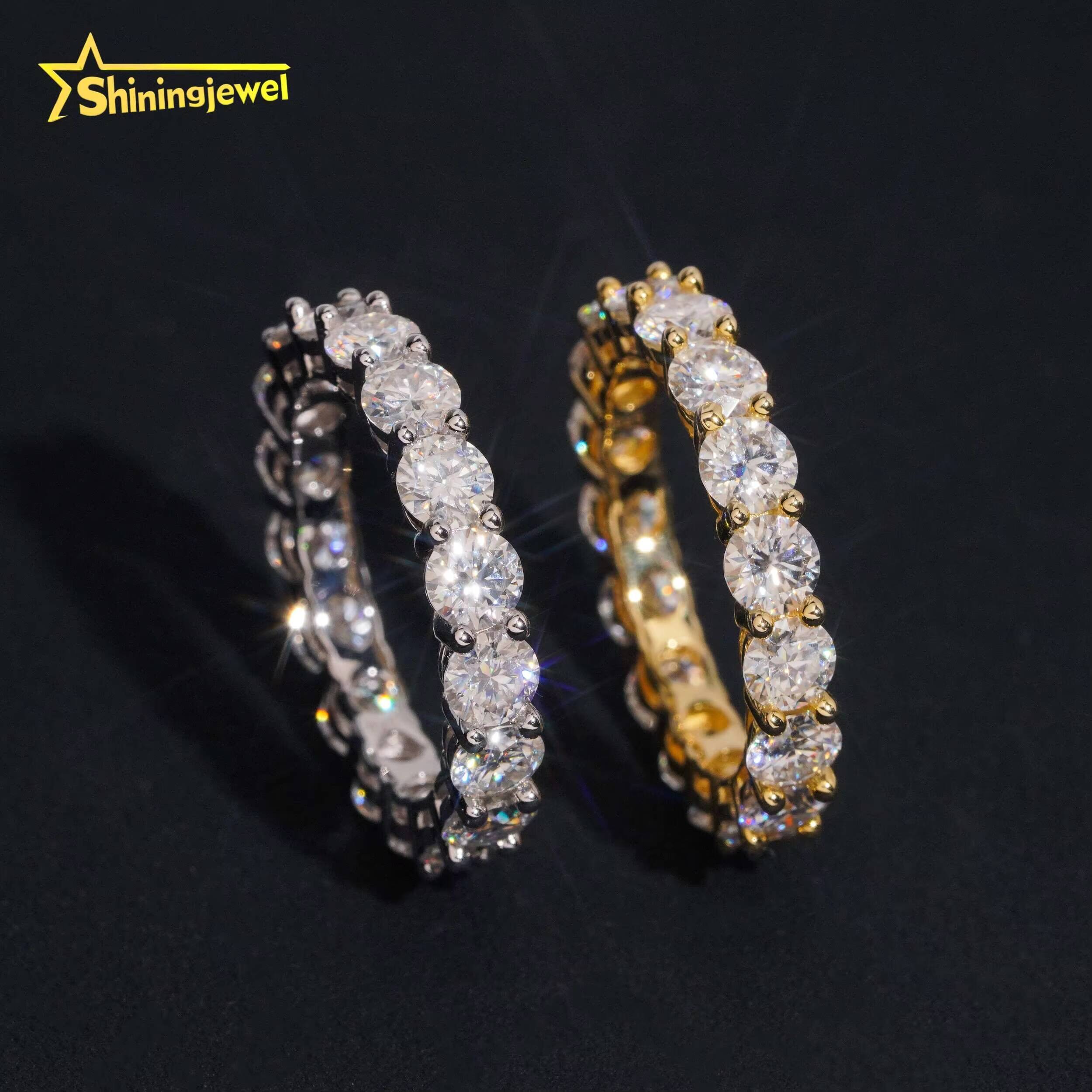 Fancy Jewelry Diamond Ring 925 Sterling Silver Hip Hop Moissanite Stacking Rings Couple Love Rings