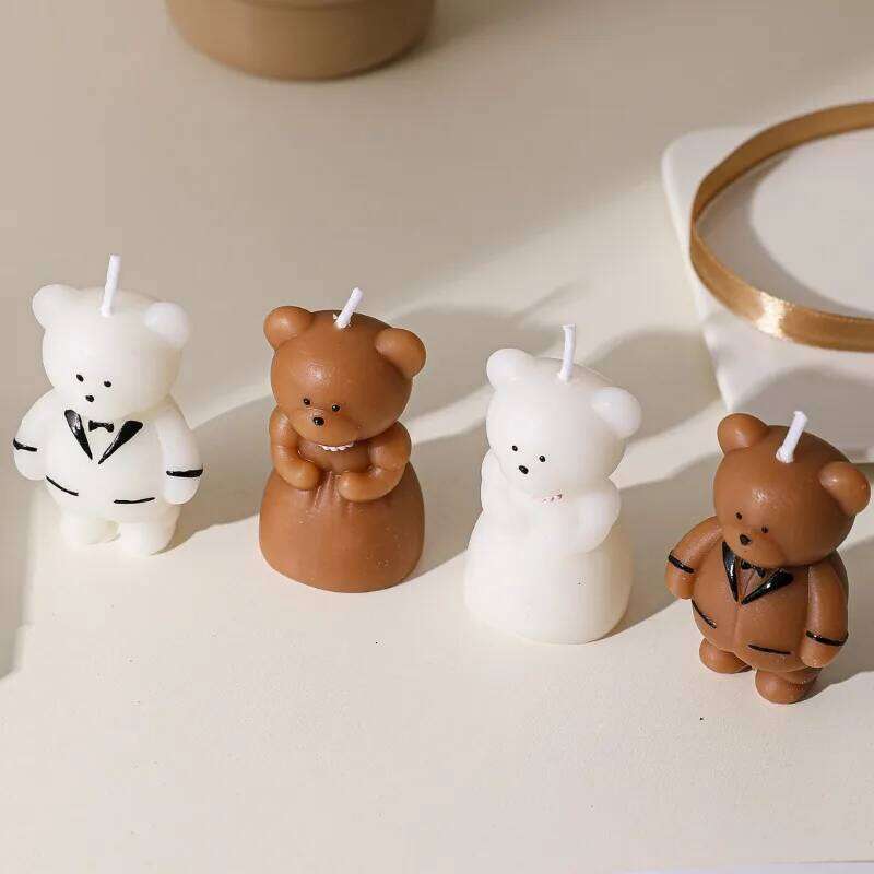 Cute Couple Bear Aromatherapy Home Decor Handmade Lavender Scented Candles Wedding Valentine's Day Gift S260204