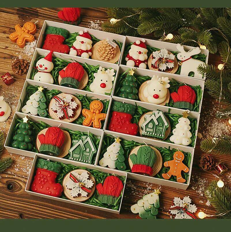 3Pcs/Pack Handmade Scented Decor Cute Santa Snowman Elk Aromatherapy Candle Gift Set Christmas Party Ornament S260204