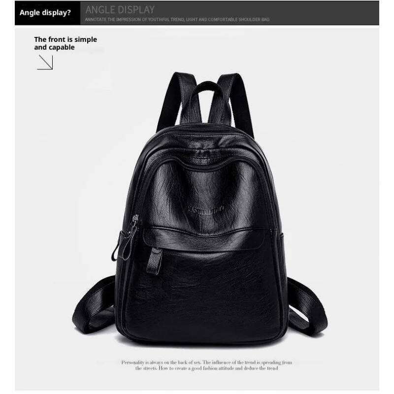 2025 Women'S Korean Edition Book Large Capacity Soft Leather Backpack Z260204