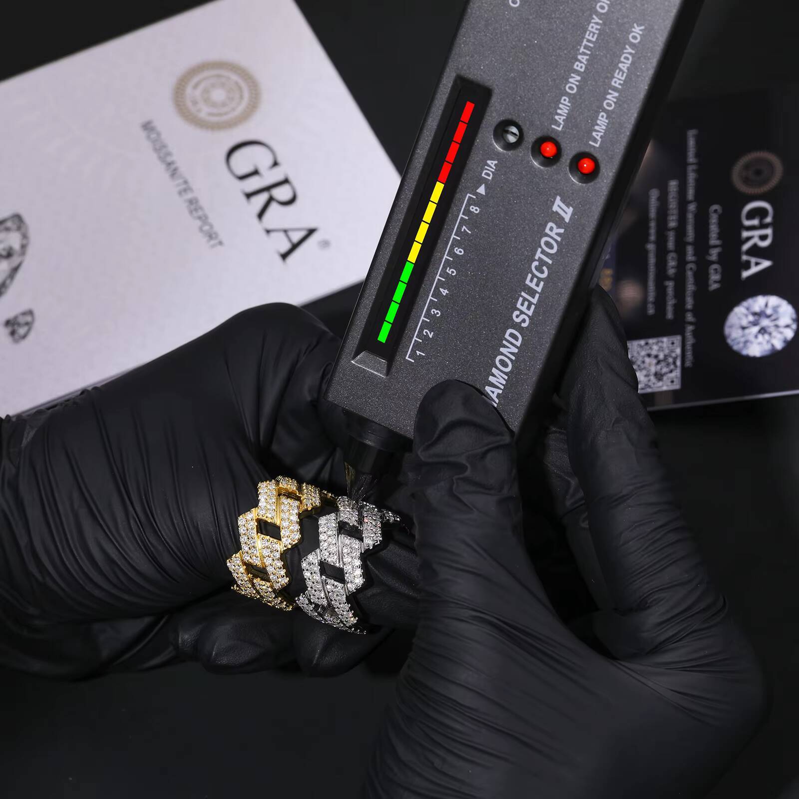 Pass Diamond Tester VVS Moissanite Cuban Ring Mens Wholesale Price Gold Plated 925 Sterling Silver Jewelry Ring for Men