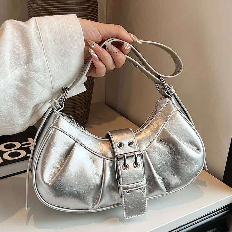 Leather Crossbody Y2K Women Clutch with Adjustable Strap Hobo Bag Underarm Purse for Travel Work Shopping C260204