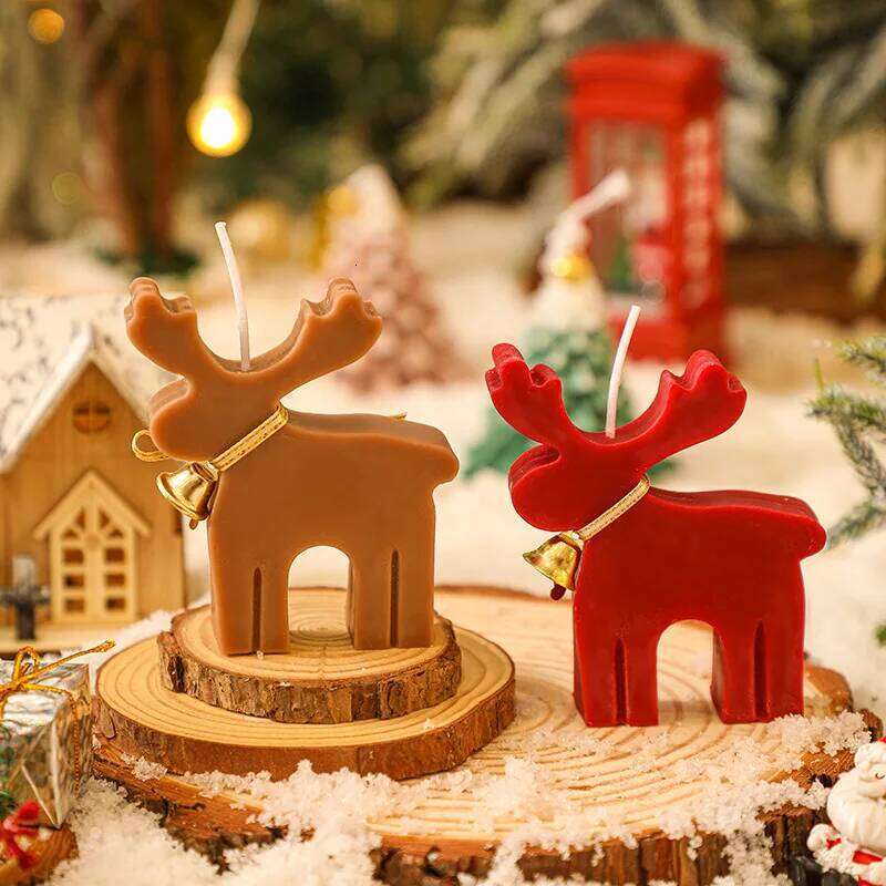 Christmas Holiday Scented Candles With Cute Reindeer Design Seasonal Celebration Home Decor Gift For New Year S260204