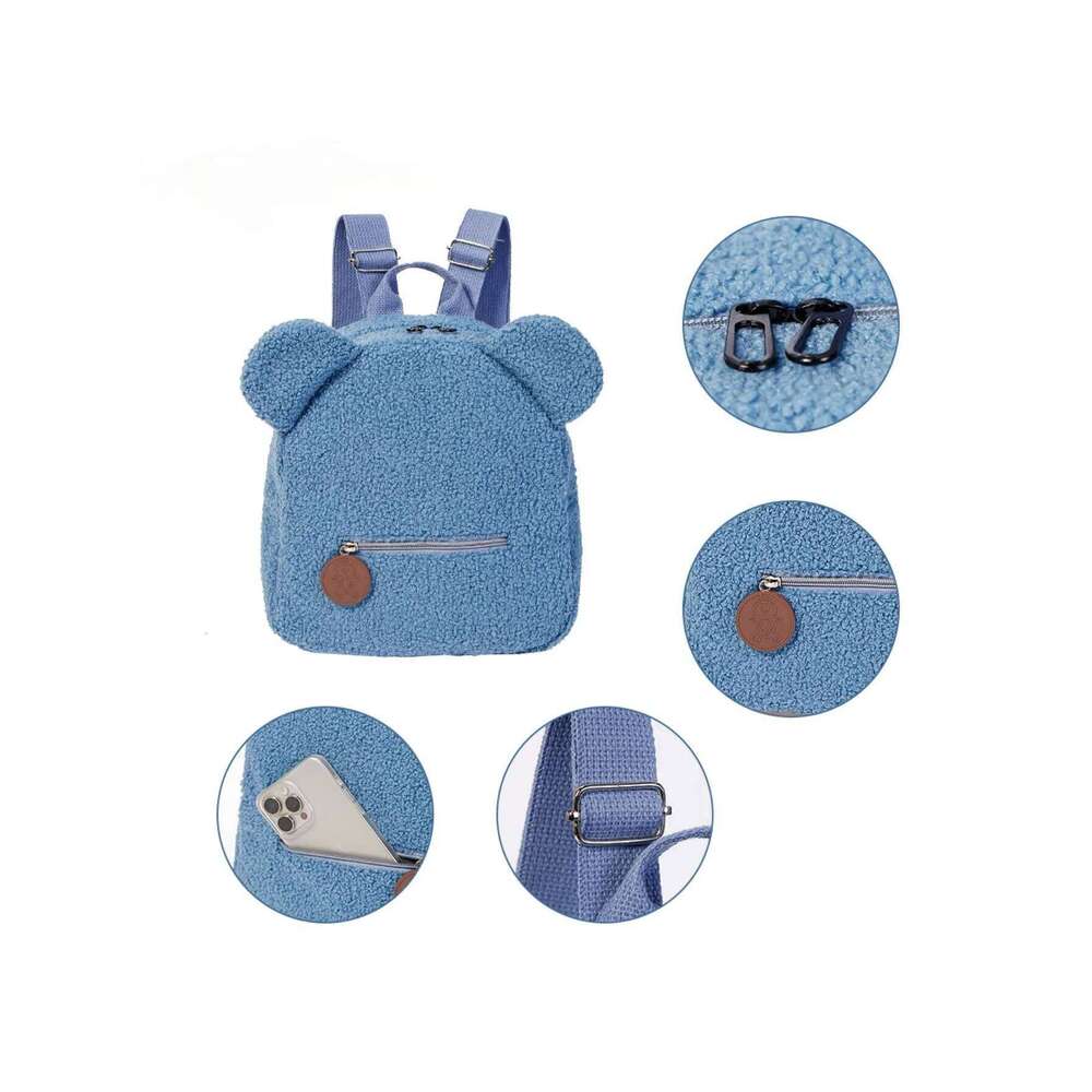 Plush Women Sweet Travel Cute Cartoon Children's Gift Bag Fashionable Leisure Small Bear Ear Backpack Z260202