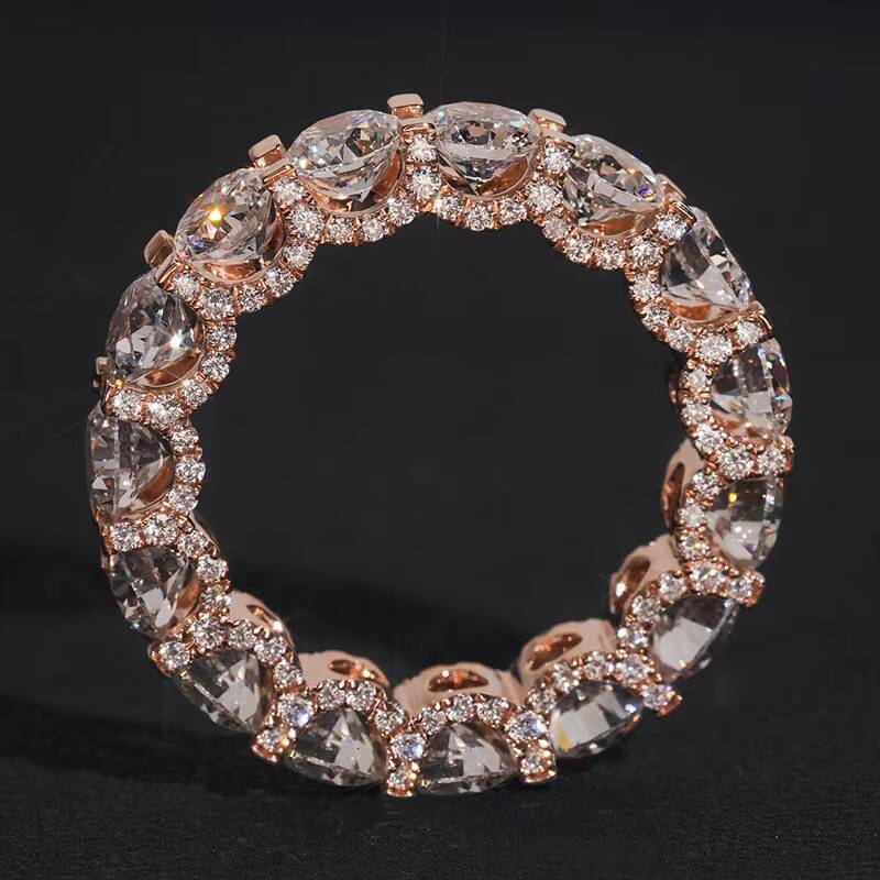 Messi Gems Fine Jewelry MSR-755 Real 18k Gold Engagement Eternity Ring with Lab Grown Diamond