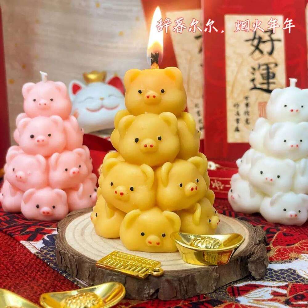 Pig Tower Aromatherapy Candle Spring Festival Birthday New Year for Girlfriend Friend Wedding Companion Gift S260204