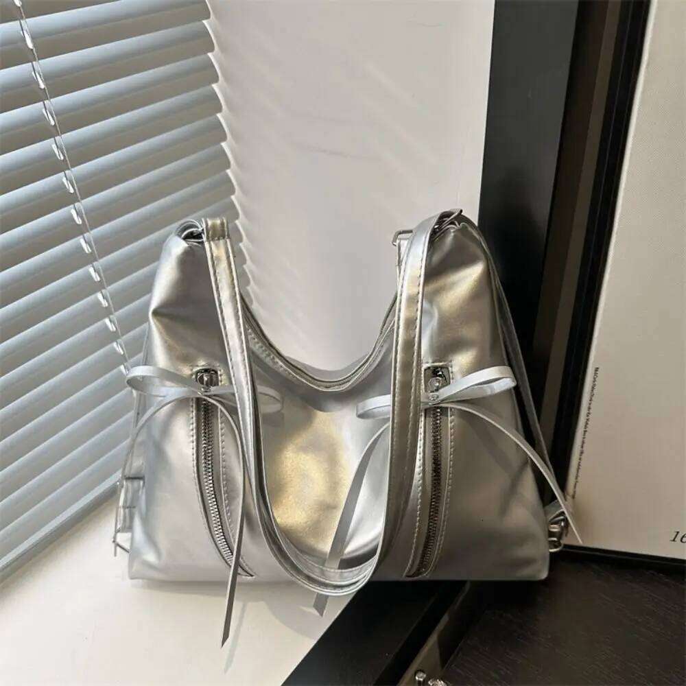 All-match Silver Bowknot Shoulder Korean New Style Y2K Tote Elegant Fashion Bow Crossbody Bag Ladies/Girls C260204
