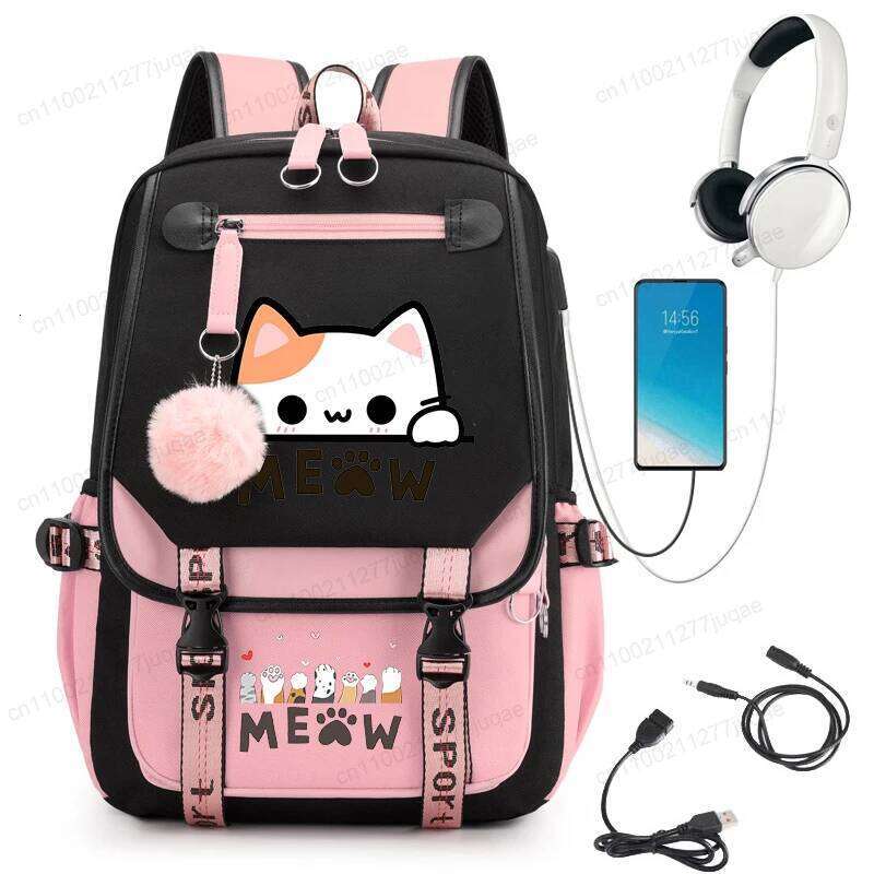 Kawaii Cat Anime Cartoon Bag New Fashion Back To Cute Backpack School Bags for College Student Mochila Z260202