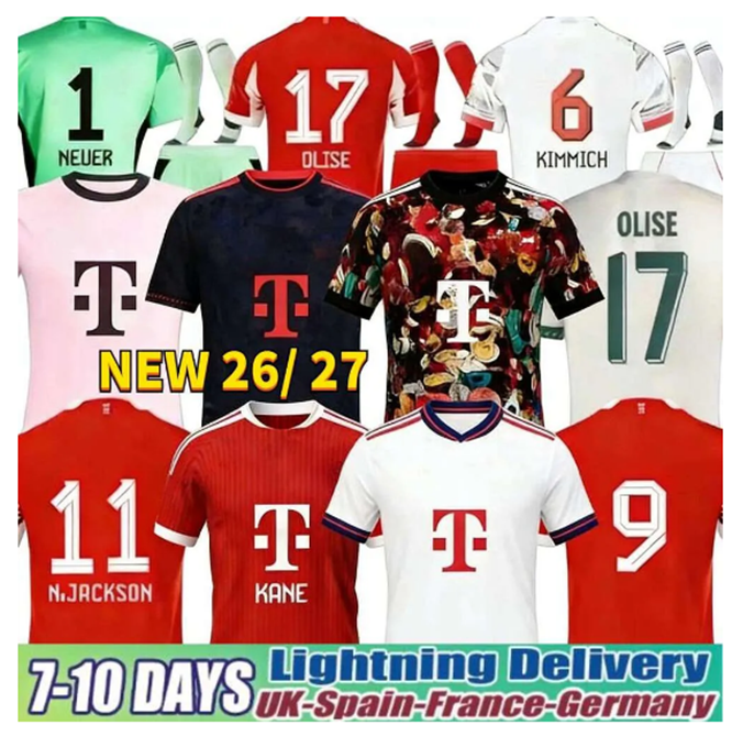 2025 2026 KANE BSTN soccer jerseys 25 26 27 SANE BAYERNS BayernS MUSIALA MUNICH DANKE FRANZ GNABRY OLISE DAVIES KIMMICH football shirt