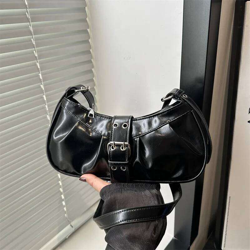 Retro Designer Armpit Pu Leather Gothic Y2k Shoulder Bag Vintage Cross Body Spicy Girl Handbag Female Purses C260204