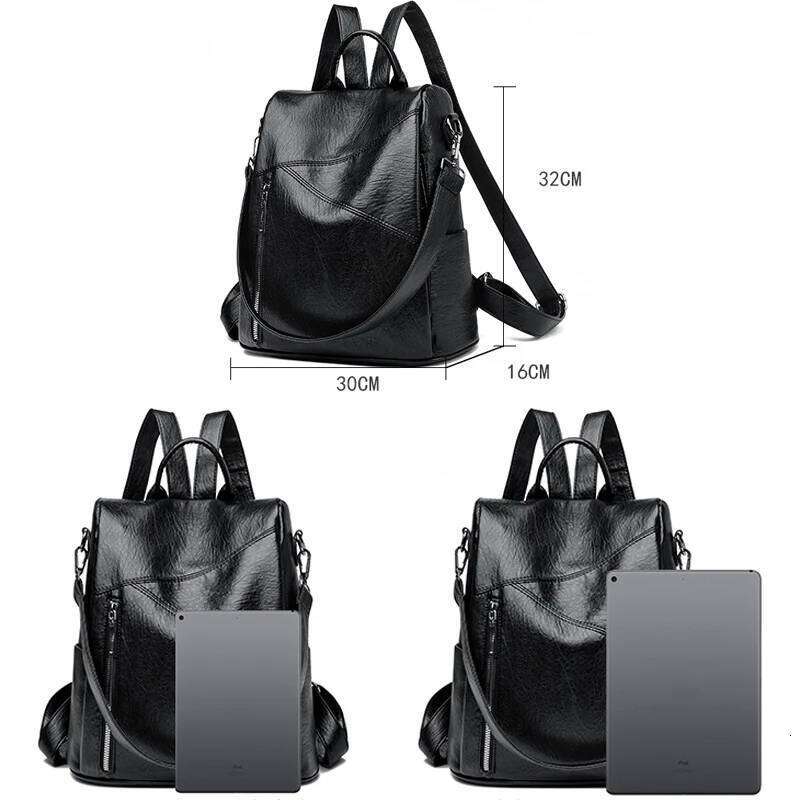 2024 New Women's Anti theft Backpack Large Capacity Female Single Shoulder Bag High Quality Soft Leather School Student Bookpack Z260204