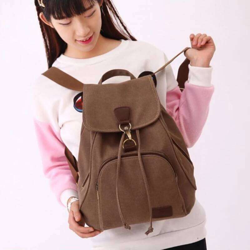 2025 Women Backpack Canvas Laptop Travel Backpacks Computer Bags High School Student College Outdoor Shoulder Bag Z260202