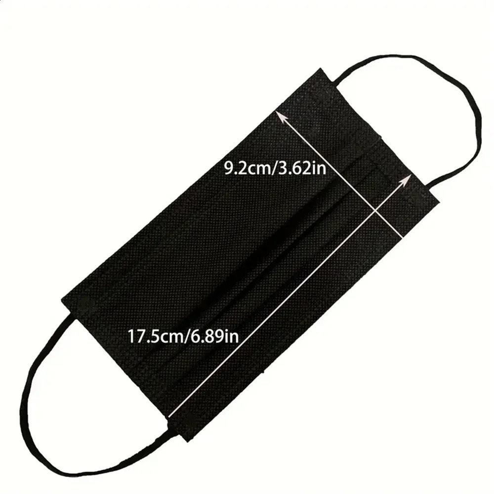 200pcs Black Disposable Face Masks 3 Layers Ply Filter Nonwove Anti Dust Breathable Protective Safe Facemask Adult Mouth Mask 260121 - view 7