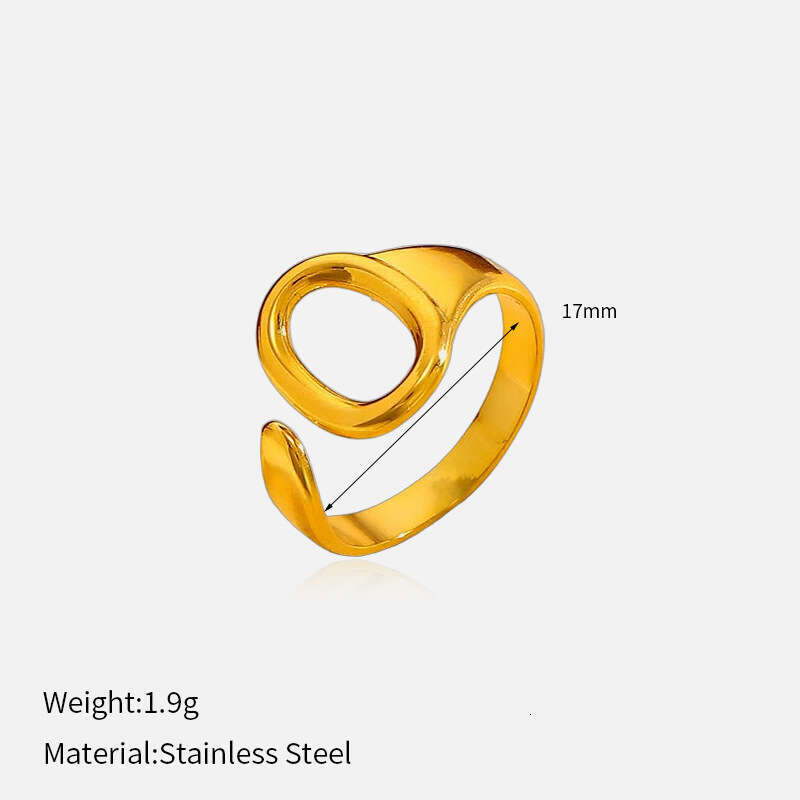 Geometric Oval Ring for Women, Daily Versatile Open Ring, Titanium Steel Hollow Ins Style Hand Jewelry