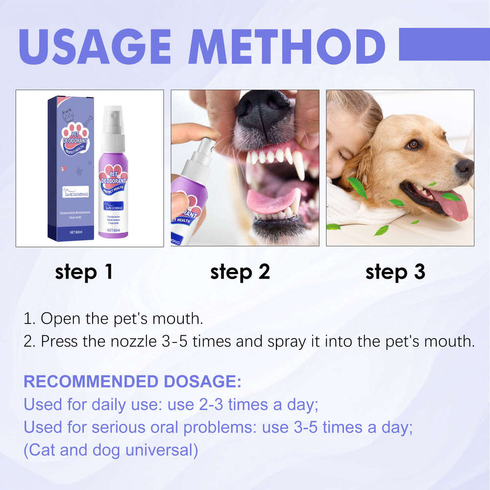 Yegbong Dog Bad Pet Oral Cleaning Cat Deodorization Odor Removal Fresh Breath Spray S260203