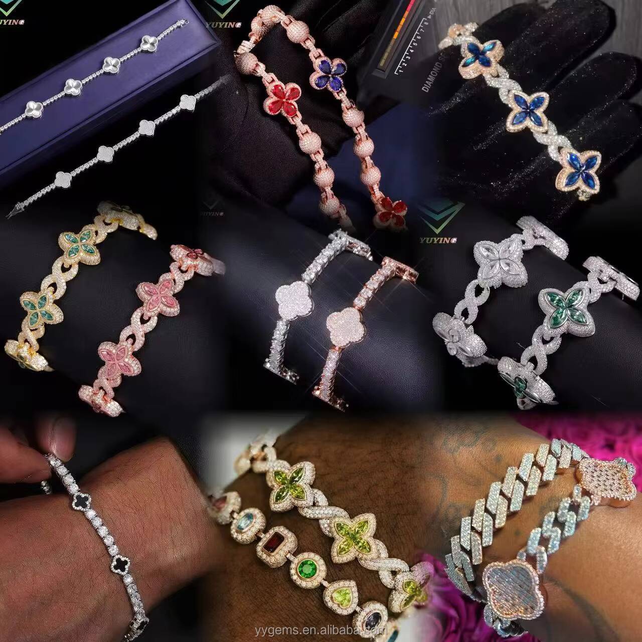 Yu Ying 925 Silver Material with Vvs Diamond Bangles for Women Fine Jewelry Moissanite Bracelets
