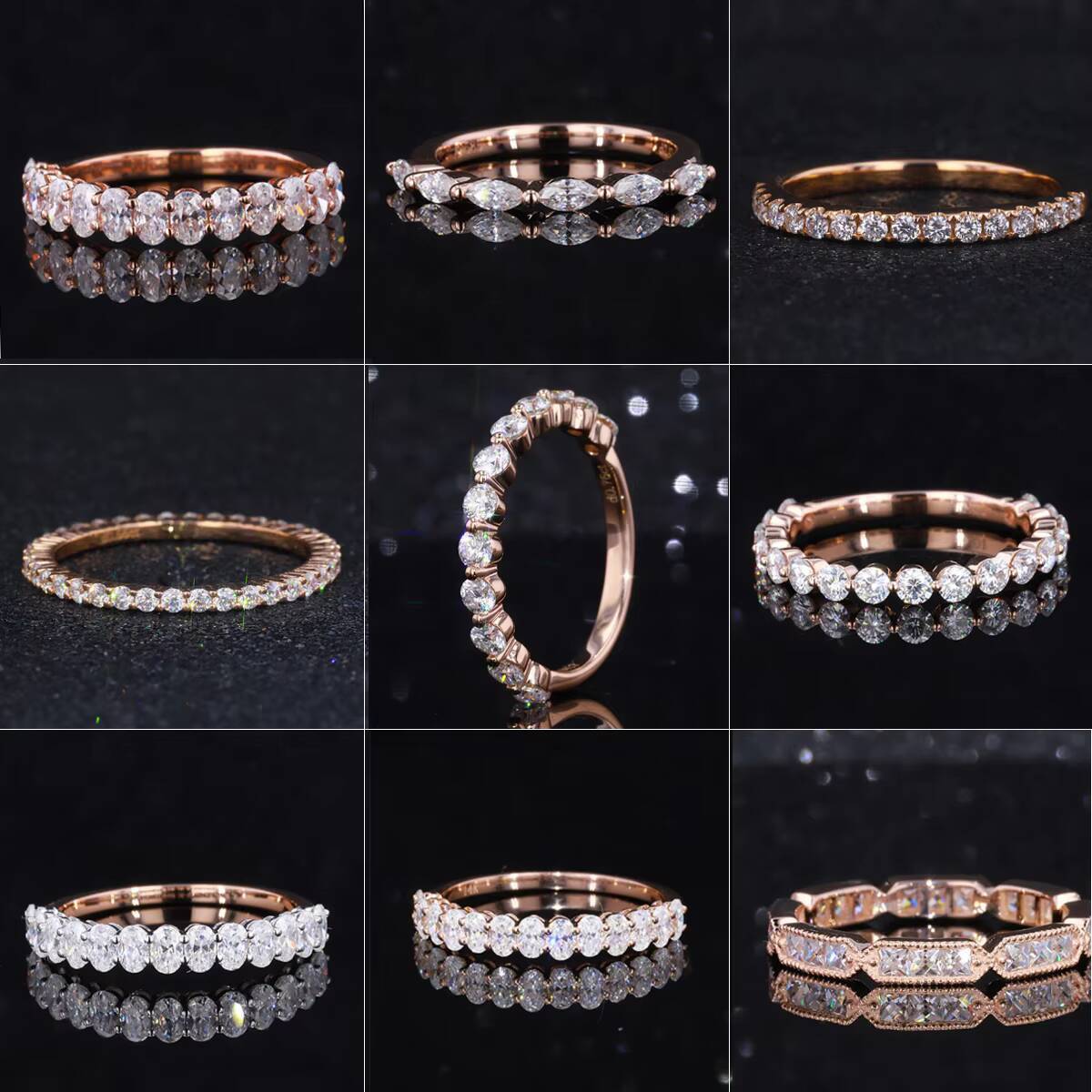 Fashion Jewelry 10k 14k 18k Yellow Gold Wedding Band Rings Full Eternity Lab Grown Moissanite Stone Diamond Jewelry