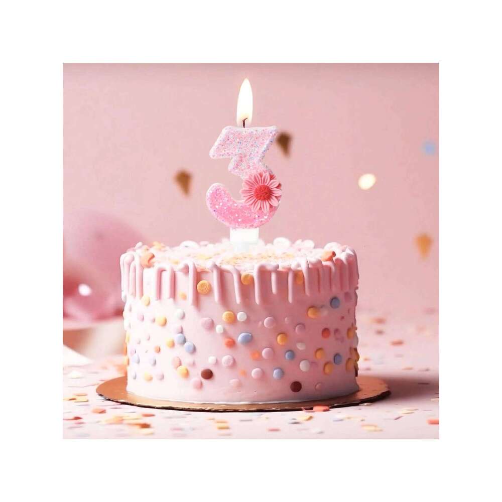 Number Candles, Pearl Happy Cake Candles for Ins Pink Theme Birthday Party Decoration,Handmade Sequin N S260204