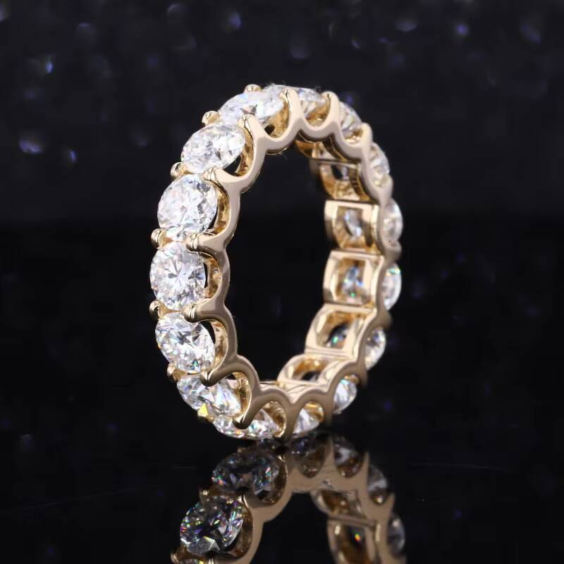 Fashion Jewelry 10k 14k 18k Yellow Gold Wedding Band Rings Full Eternity Lab Grown Moissanite Stone Diamond Jewelry