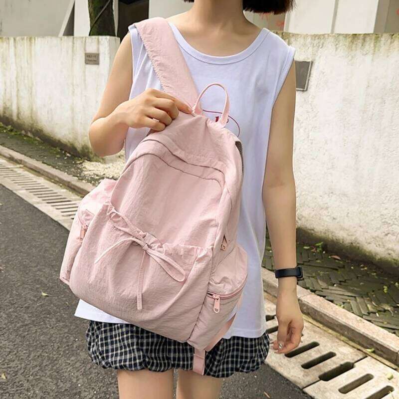 Simple and Versatile Drawstring Bow Large Capacity with Personalized Embroidered Name Nylon Backpack 2025 Gift New Z260202