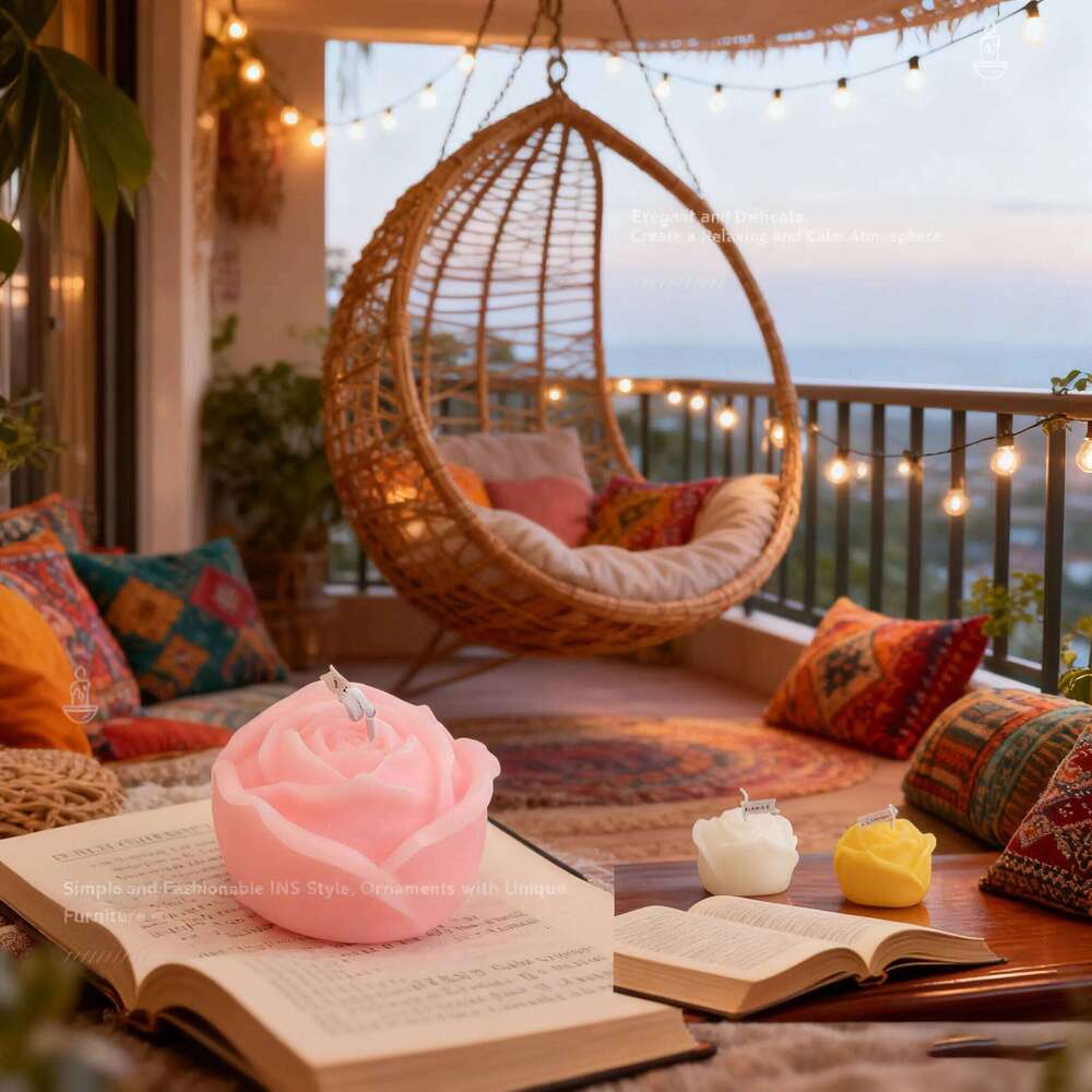 Rose Scented Set, Floral Shaped Aromatherapy Candle Gift for Wedding Bridal Shower Birthday Party, Creative Home Decor S260204