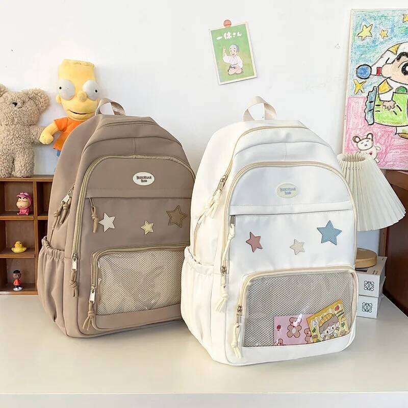 Japanese Y2k Aesthetic Transparent Backpack Women Students Casual Kawaii Star Schoolbag Girl High-capacity Preppy Backpacks Z260202