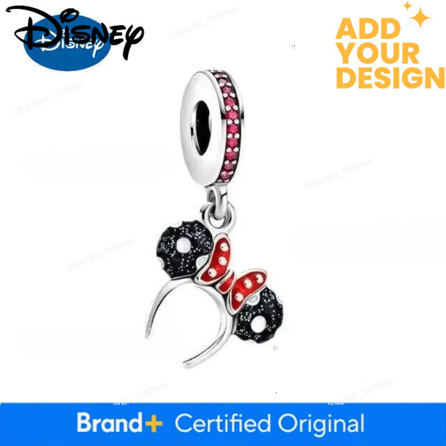 Designer jewelry Disney 925 Silver Miniso Minnie Headband Pendant Clip Mickey Necklace Ring Open Fit Original Bead Bracelets DIY Accessories luxury Je
